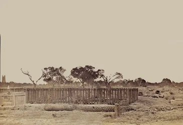 インドの風景、1858年頃（セピア写真）